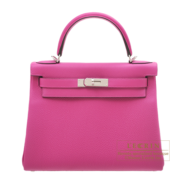 Hermes　Kelly bag 28　Retourne　Rose purple　Togo leather　Silver hardware