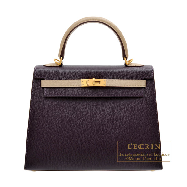 Hermes　Personal Kelly bag 25　Sellier　Raisin/Trench　Epsom leather　Matt gold hardware