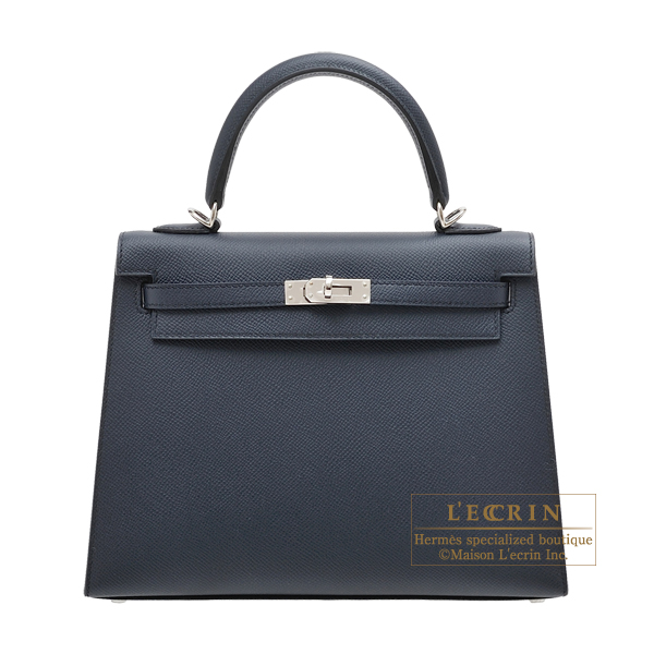Hermes　Kelly bag 25　Sellier　Blue indigo　Epsom leather　Silver hardware