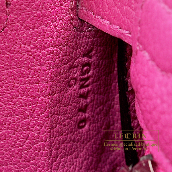 Hermes Kelly bag 25 Retourne Rose purple Togo leather Silver hardware