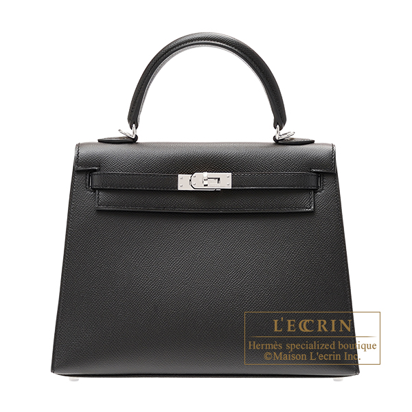 Hermes　Kelly bag 25　Sellier　Black　Epsom leather　Silver hardware