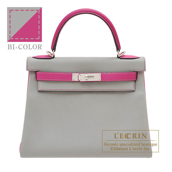 Hermes Personal Kelly bag 25 Sellier Gris mouette/ Etain Epsom leather Matt  silver hardware