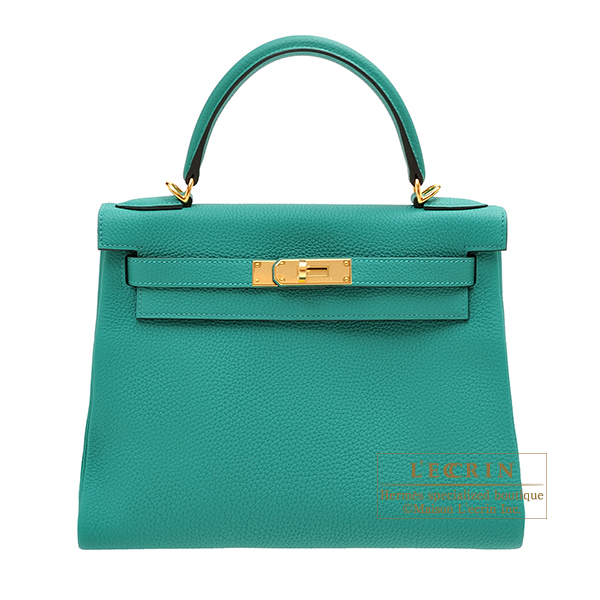 Hermes　Kelly bag 28　Retourne　Vert verone　Togo leather　Gold hardware