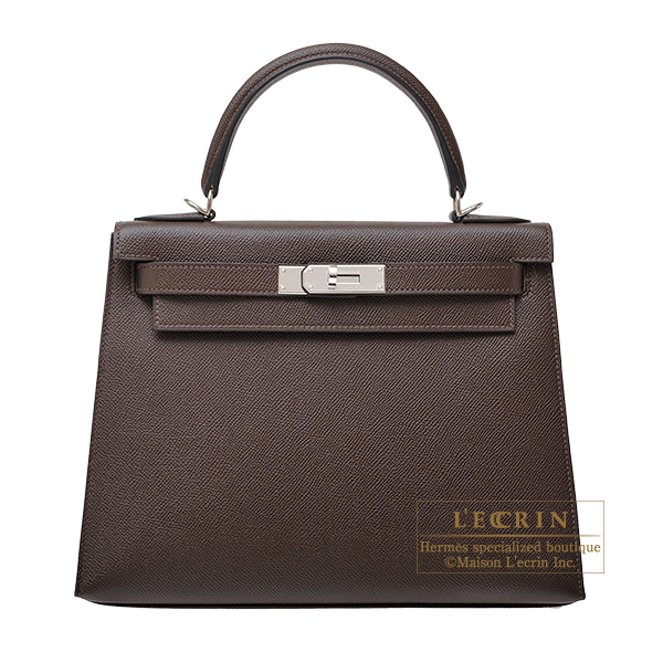 Hermes　Kelly bag 28　Sellier　Chocolat　Epsom leather　Silver hardware