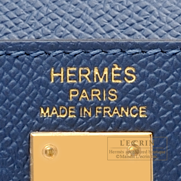 Hermes Kelly bag 25 Sellier Deep blue Epsom leather Gold hardware