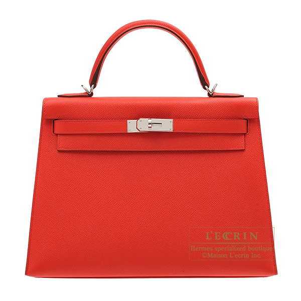 Hermes　Kelly bag 32　Sellier　Rouge coeur　Epsom leather　Silver hardware