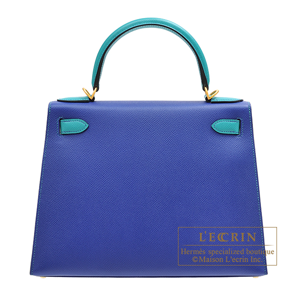 Hermes Personal Kelly bag 28 Sellier Blue electric Blue paon Epsom leather Matt gold hardware L ecrin Boutique Singapore