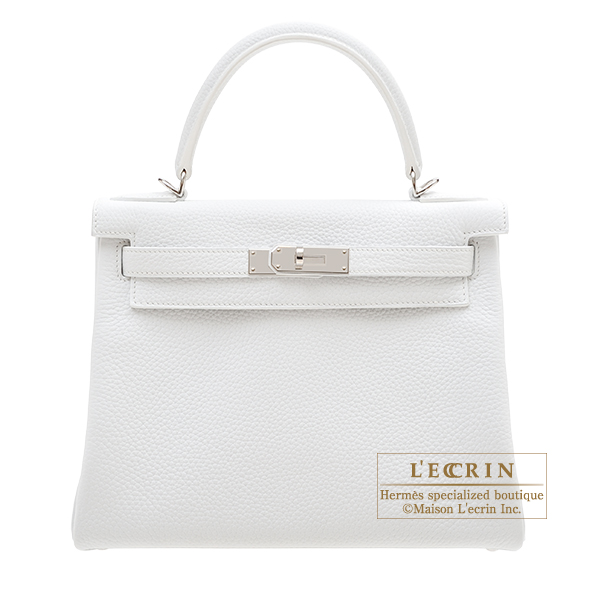 Hermes　Personal Kelly bag 28　Retourne　White　Clemence leather　Silver hardware