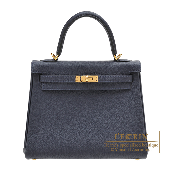 Hermes　Kelly bag 25　Retourne　Blue nuit　Togo leather　Gold hardware