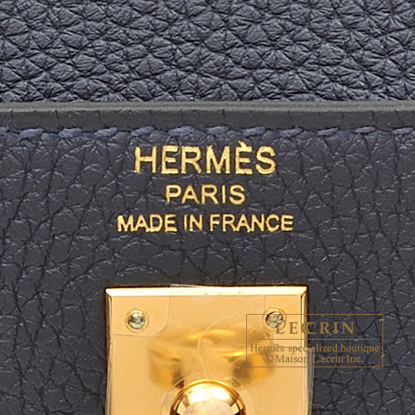 Hermes Kelly Retourne Togo 28 Bleu Nuit in Calfskin Leather with Gold - GB