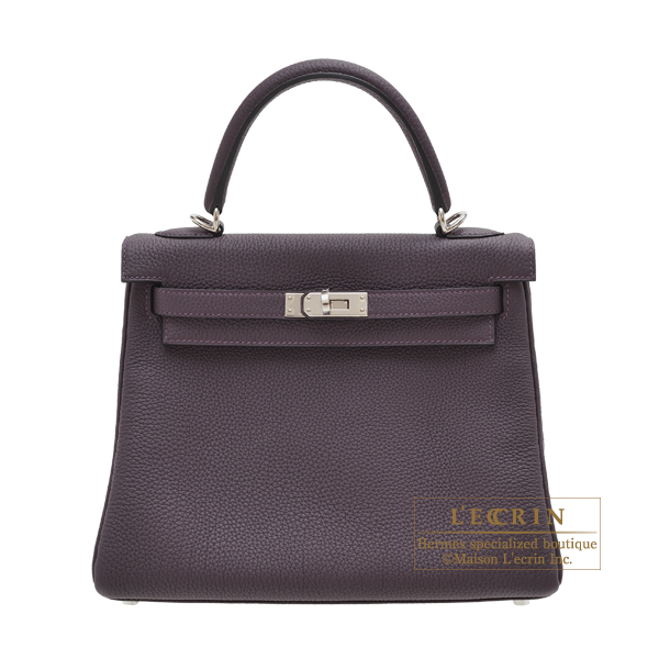 Hermes　Kelly bag 25　Retourne　Raisin　Togo leather　Silver hardware