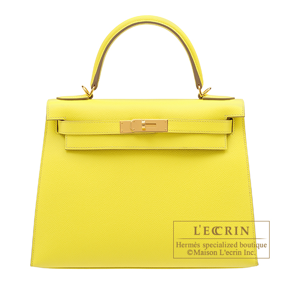 Hermes　Kelly bag 28　Sellier　Lime　Epsom leather　Gold hardware