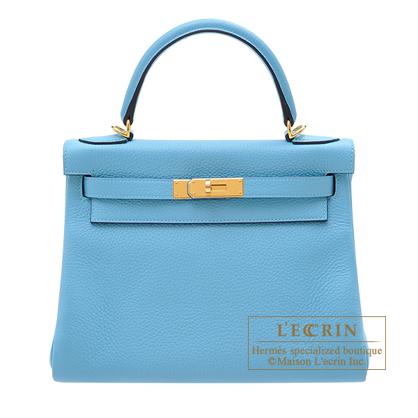 Hermes　Kelly bag 28　Retourne　Blue du nord　Clemence leather　Gold hardware