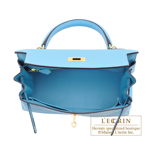 Hermes Kelly 28 Blue de Nord Epsom Sellier Bag Gold Hardware at