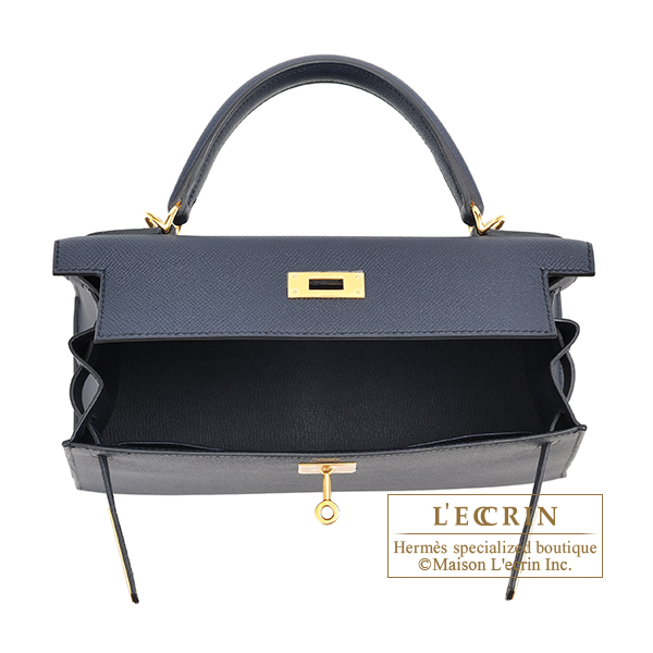 Hermes Kelly Bag Epsom Leather Gold Hardware In Sky Blue