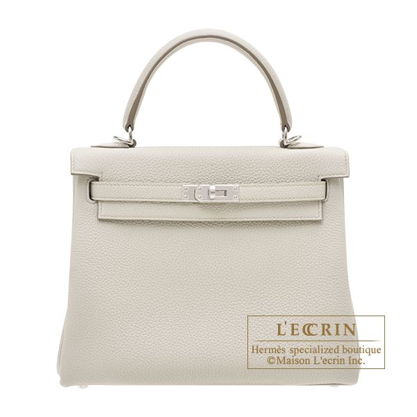 Hermes　Kelly bag 25　Retourne　Beton　Togo leather　Silver hardware