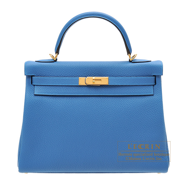 Hermes　Kelly bag 32　Retourne　Mykonos　Clemence leather　Gold hardware