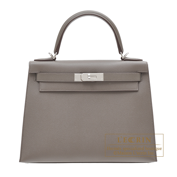 Hermes　Kelly bag 28　Sellier　Etain　Epsom leather　Silver hardware