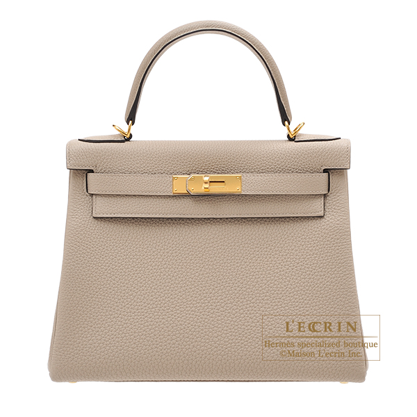 Hermes　Kelly bag 28　Retourne　Gris tourterelle　Togo leather　Gold hardware