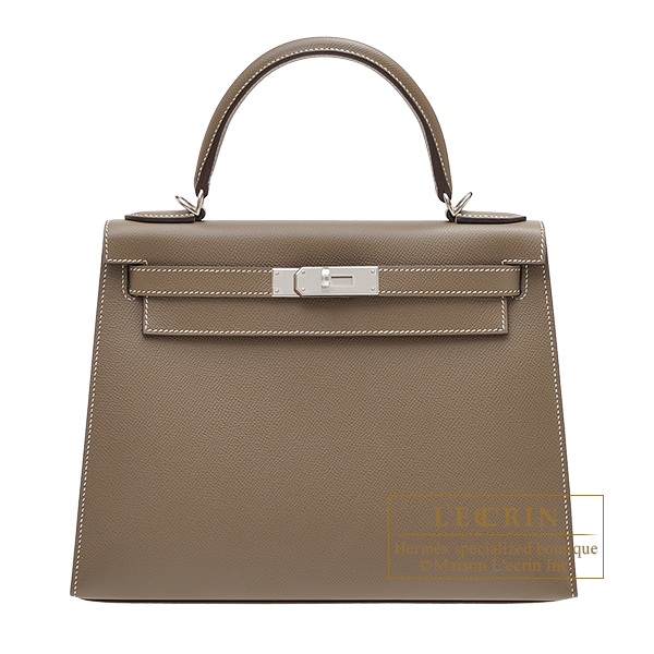 Hermes　Kelly bag 28　Sellier　Etoupe grey　Epsom leather　Silver hardware