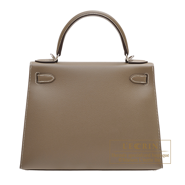 Hermes Kelly bag 28 Sellier Etoupe grey Epsom leather Silver hardware L ecrin Boutique Singapore