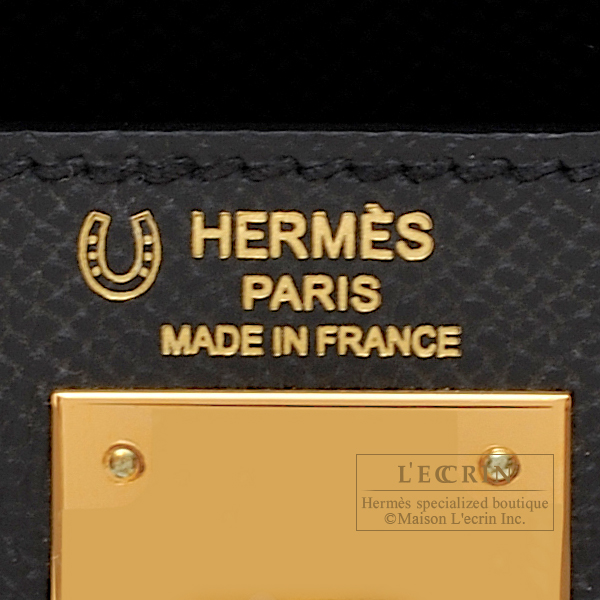 Hermes Personal Kelly bag 28 Sellier Black/Craie Togo leather Gold