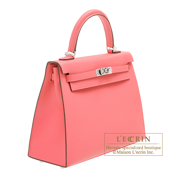 Hermes Kelly bag 25 Sellier Rose azalee Epsom leather Silver hardware