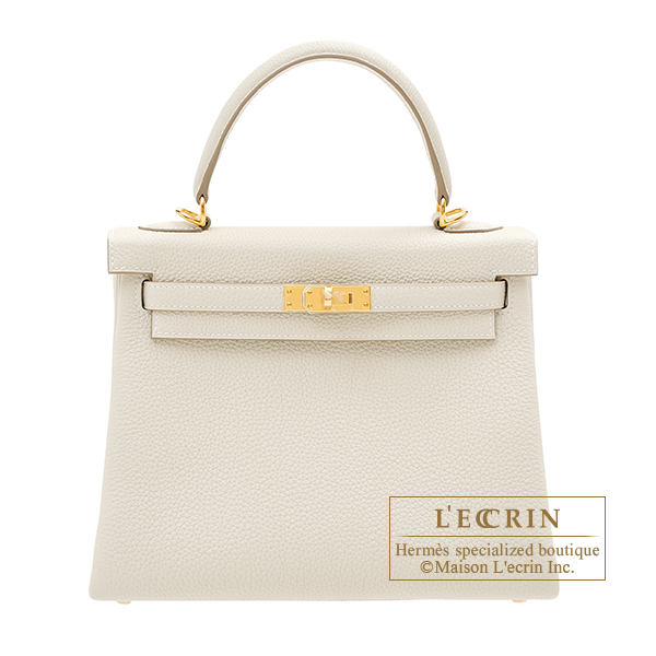 Hermes Kelly Retourne 25 Craie Togo Gold Hardware