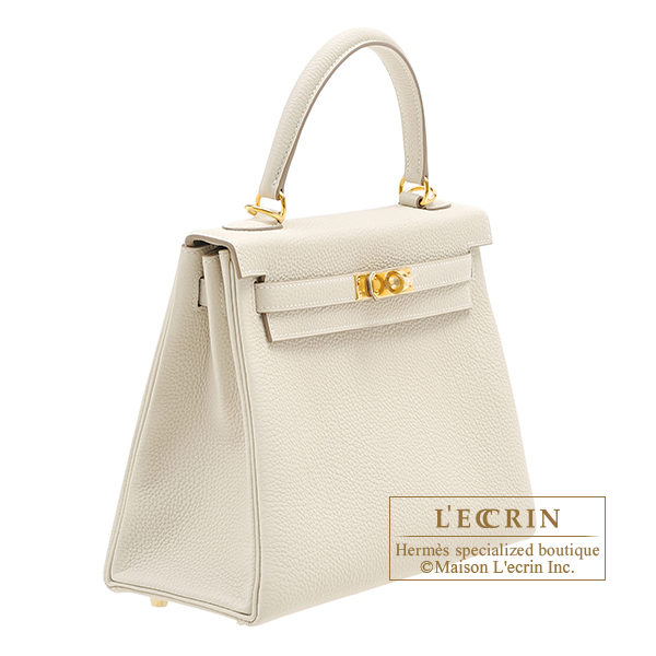 Hermes Kelly Retourne 25 Craie Togo Gold Hardware