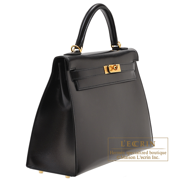 Hermes Kelly Sellier Size 32 Black Box Calf Leather