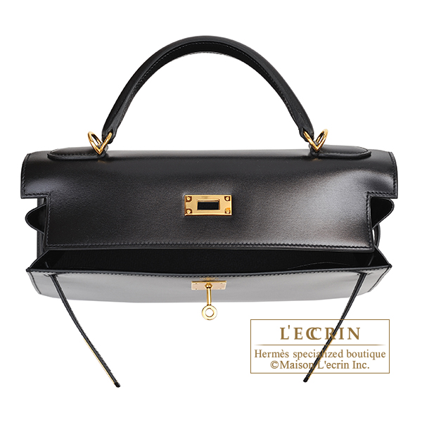 HERMES Kelly 32 Dark Brown Box Calf Leather Gold Hardware