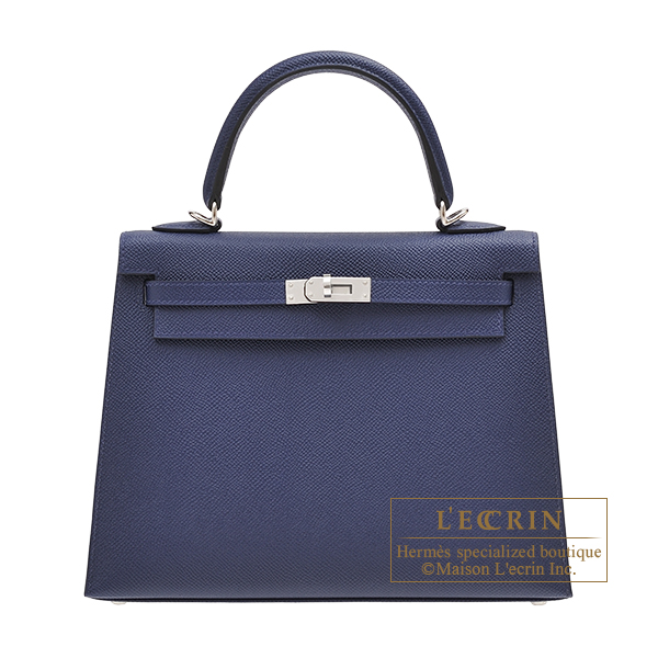 Hermes　Kelly bag 25　Sellier　Blue saphir　Epsom leather　Silver hardware