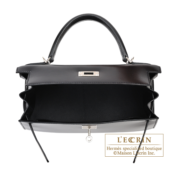 Hermes Kelly bag 25 Sellier Black Box calf leather Silver hardware