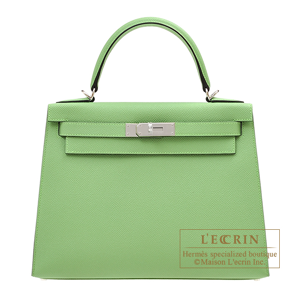 Hermes　Kelly bag 28　Sellier　Vert criquet　Epsom leather　Silver hardware