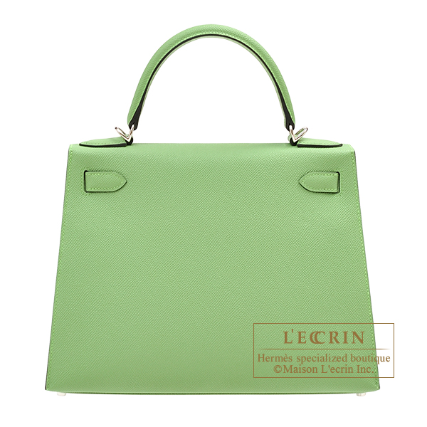 Hermes Kelly bag 28 Sellier Vert Jade Epsom leather Silver hardware