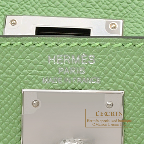 Shop HERMES Kelly Hermes Kelly 28 Vert Criquet Epsom PHW Y by