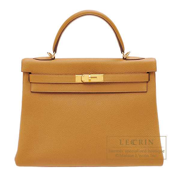 Hermes　Kelly bag 32　Retourne　Sesame　Clemence leather　Gold hardware