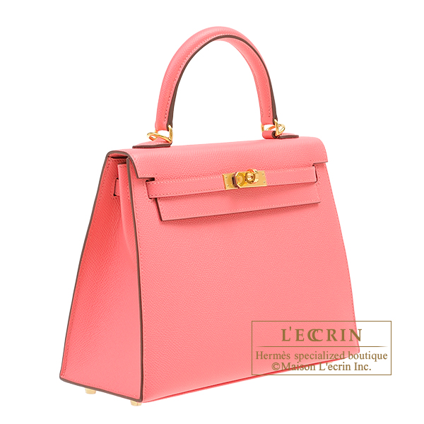 Hermes Kelly Pochette Rose Azalee Epsom Gold Hardware