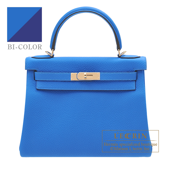 Hermes Personal Kelly bag 28 Retourne Blue hydra/ Blue saphir