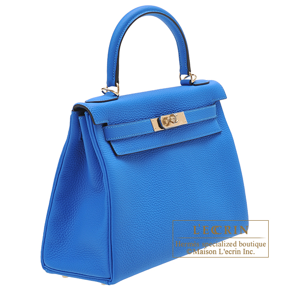 Hermes Personal Kelly bag 28 Retourne Blue hydra/ Blue saphir