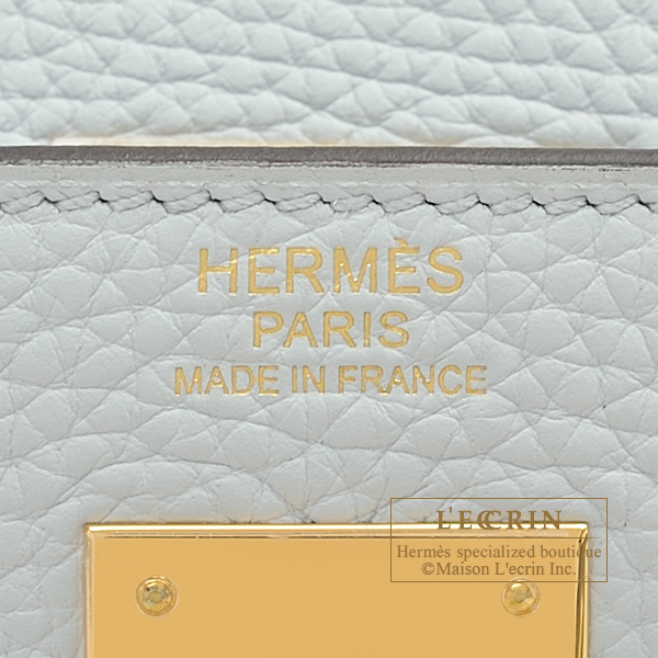 Hermes Kelly bag 28 Retourne Blue pale Clemence leather Gold