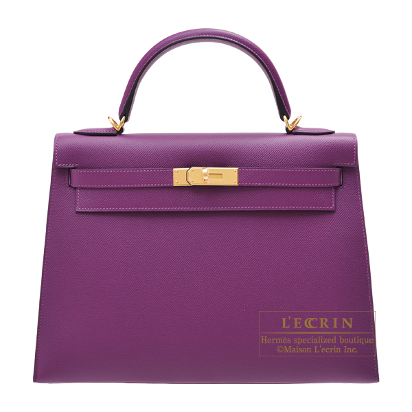 Hermes Kelly bag 32 Sellier Anemone Epsom leather Gold hardware | L&#39;ecrin Boutique Singapore