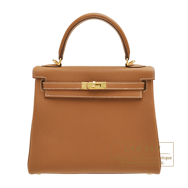 Hermes　Kelly bag 25　Retourne　Gold　Togo leather　Gold hardware