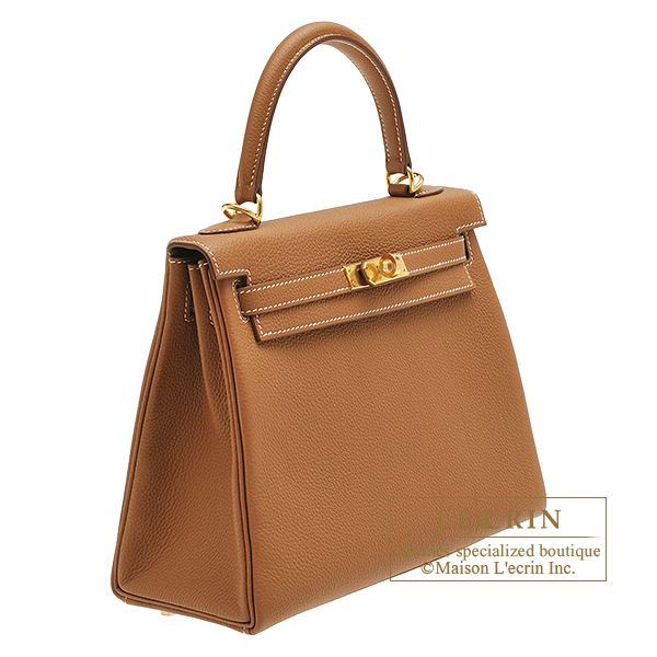 Hermes Kelly 25 Retourne Bag Coveted Gold Togo Gold Hardware