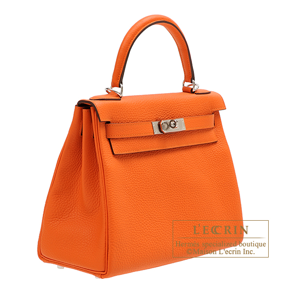 Hermes Kelly bag 28 Retourne Ebene Clemence leather Silver hardware