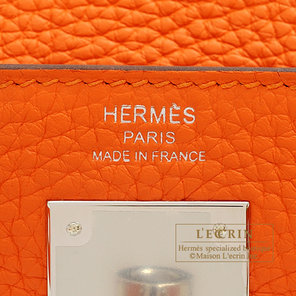 Hermes Kelly bag 28 Retourne Ebene Clemence leather Silver