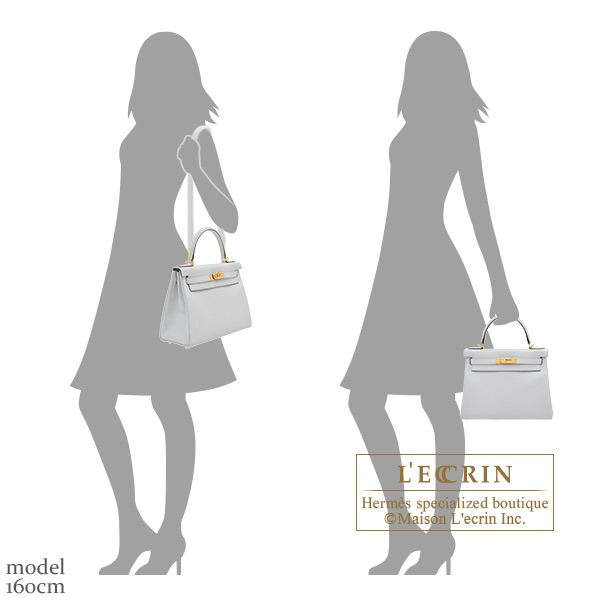 Hermès Kelly Bleu Pale Clemence 32 Gold Hardware, 2023 (Like New), Womens Handbag