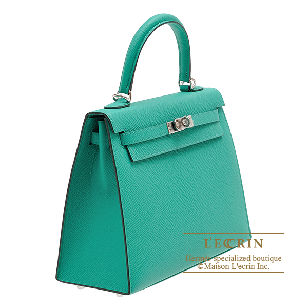 Hermes Kelly bag 25 Sellier Vert verone Epsom leather Silver hardware