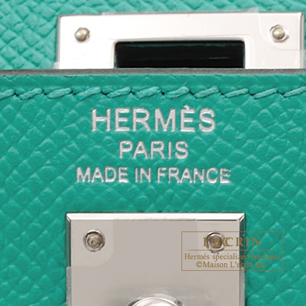 Hermes Kelly bag 25 Sellier Vert verone Epsom leather Silver hardware