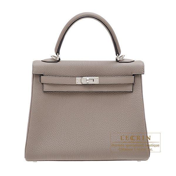 Hermes　Kelly bag 25　Retourne　Gris asphalt　Togo leather　Silver hardware